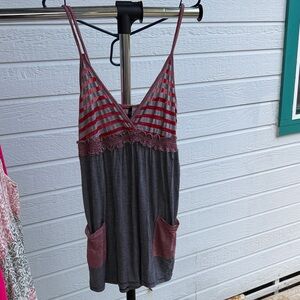 Audrey Red and Gray Striped Sun dress with pickets